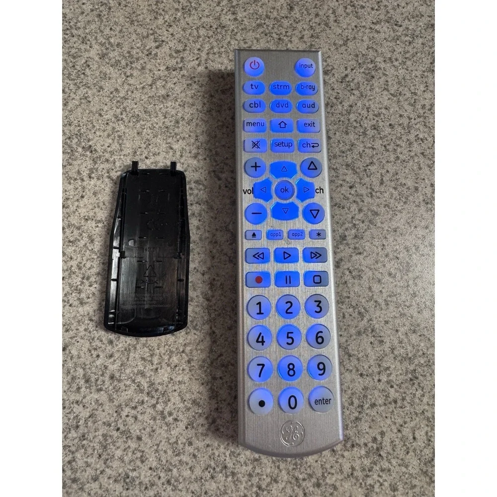 GE Universal Remote Control 33712 CL4 Silver 6-Device Streaming TV DVD CBL